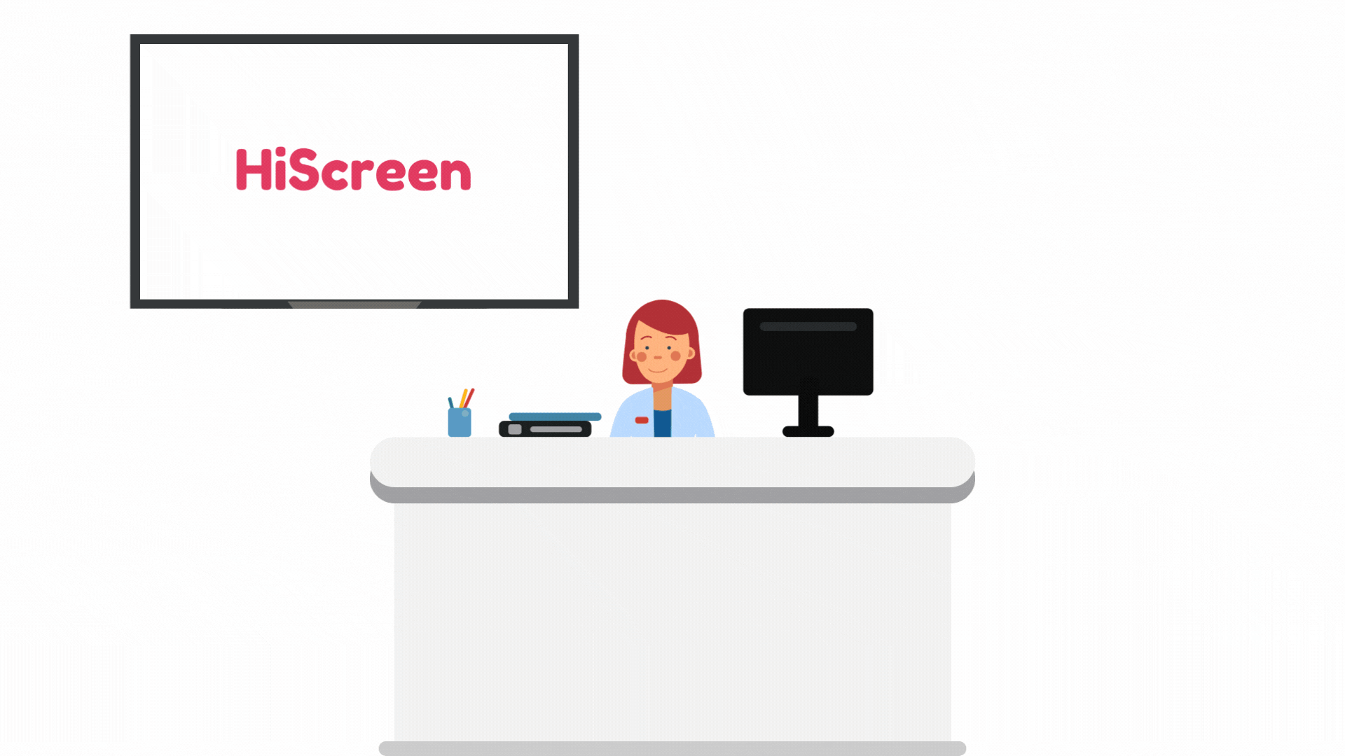 Exemplo de um ecrã com HiScreen numa recepção
